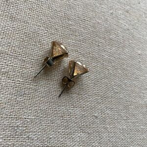 Earthy Brown Magnetic Earrings – Faux Smoky Quartz Studs – Retro Costume Jewelry